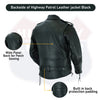 HL10888NKD Authentic Highway Patrol Leather Jacket Black Hardware Kidney Back - HighwayLeather