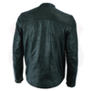 No Collar HL10499 Club Leather Shirt Men Black Mandarin collar - HighwayLeather