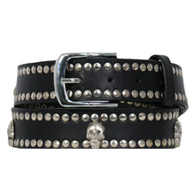 BLA1127 Leather Belt With Studs And Skulls - HighwayLeather