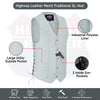 HL11614WHITE Men Side Lace Leather WHITE Vest Traditional - HighwayLeather