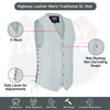WHITE HL11614WHITE Men Side Lace Leather Vest Traditional - HighwayLeather