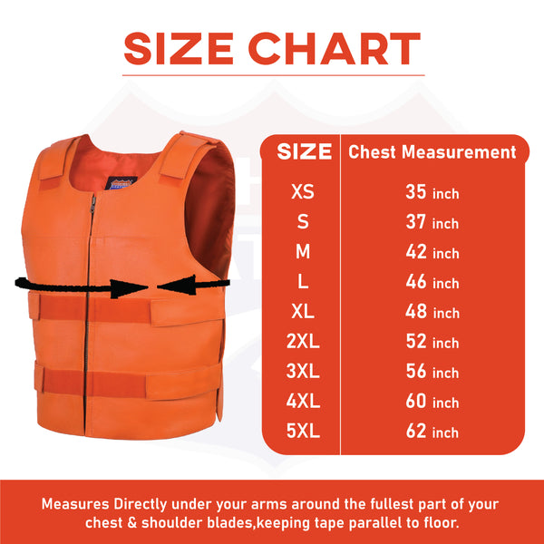 HL11643ORANGE Men's Orange Bulletproof Leather Vest
