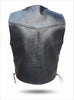 Unlined HL11655BLACK Unlined Side Lace Basic Motorcycle Leather Vest Side Lace - HighwayLeather