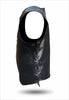 Unlined HL11655BLACK Unlined Side Lace Basic Motorcycle Leather Vest Side Lace - HighwayLeather