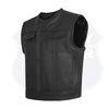 HL11659SPT Low Rise Short Torso Black Club Style Vest (Cow Leather) - HighwayLeather