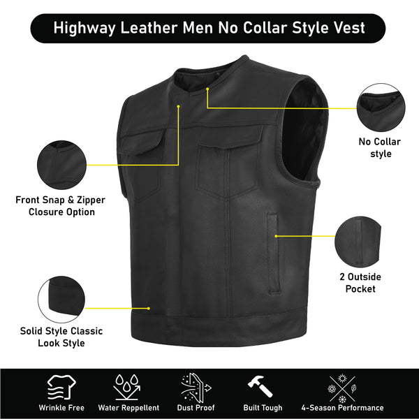 HL11659SPT Low Rise Short Torso Black Club Style Vest (Cow Leather