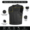 HL11659SPT Low Rise Short Torso Black Club Style Vest (Cow Leather) - HighwayLeather