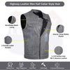 HL11689 Grey SOA Men's Leather Vest Anarchy Motorcycle Biker Club Concealed Carry Outlaws - HighwayLeather