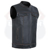HL11689RB-BROWN RUB BUFF BROWN Club Leather Motorcycle Vest Men - HighwayLeather