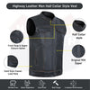 HL11689RB-BROWN RUB BUFF BROWN Club Leather Motorcycle Vest Men - HighwayLeather