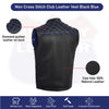 BLUE HL11693SPTBLUE Black Men Cross Stitch Club Leather Vest - HighwayLeather