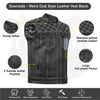 HL11693SPTWHT WHITE Black Men Cross Stitch Club Leather Vest - HighwayLeather