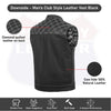HL11693SPTWHT WHITE Black Men Cross Stitch Club Leather Vest - HighwayLeather