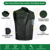 GREEN HL11693SPTGREEN Black Men Cross Stitch Club Leather Vest - HighwayLeather