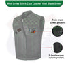 GREEN HL11693SPTGREEN Black Men Cross Stitch Club Leather Vest - HighwayLeather