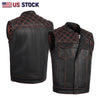 ORANGE HL11693 MEN CROSS STITCH CLUB LEATHER VEST - HighwayLeather