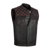 ORANGE HL11693 MEN CROSS STITCH CLUB LEATHER VEST - HighwayLeather