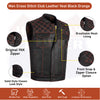 ORANGE HL11693 MEN CROSS STITCH CLUB LEATHER VEST - HighwayLeather