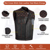 ORANGE HL11693 MEN CROSS STITCH CLUB LEATHER VEST - HighwayLeather