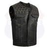 HL11049YELLOW Men's No Collar Club Style Leather Vest Honey Comb Stitch - HighwayLeather