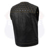 HL11049YELLOW Men's No Collar Club Style Leather Vest Honey Comb Stitch - HighwayLeather