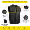 HL11049YELLOW Men's No Collar Club Style Leather Vest Honey Comb Stitch - HighwayLeather