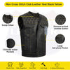 HL11049YELLOW Men's No Collar Club Style Leather Vest Honey Comb Stitch - HighwayLeather