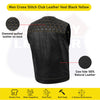 HL11049YELLOW Men's No Collar Club Style Leather Vest Honey Comb Stitch - HighwayLeather
