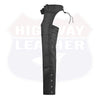 HL12800BRAIDED Basic Classic BLACK Style Leather Motorcycle Chap for Motorcycle Riding Plain Easy Fit - HighwayLeather
