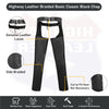 HL12800BRAIDED Basic Classic BLACK Style Leather Motorcycle Chap for Motorcycle Riding Plain Easy Fit - HighwayLeather