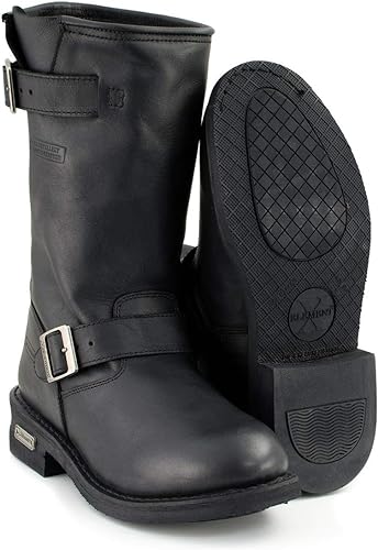 XBM1440 Men's 'The Classic' Black Engineer Motorcycle Leather Boots - HighwayLeather