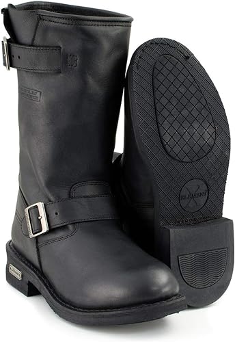 XBM1440  Men's 'The Classic' Black Engineer Motorcycle Leather Boots - HighwayLeather