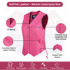 HL14501 HotPink Women's HotPink color side laced Leather Vest with Gun pockets for clubs - HighwayLeather
