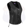 HL14856BRAIDED WOMEN BLACK VEST SIDE LACE M/O BUFFALO LEATHER