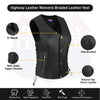 HL14856BRAIDED WOMEN BLACK VEST SIDE LACE M/O BUFFALO LEATHER