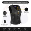 HL14856BRAIDED WOMEN BLACK VEST SIDE LACE M/O BUFFALO LEATHER