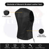 HL14856BRAIDED WOMEN BLACK VEST SIDE LACE M/O BUFFALO LEATHER