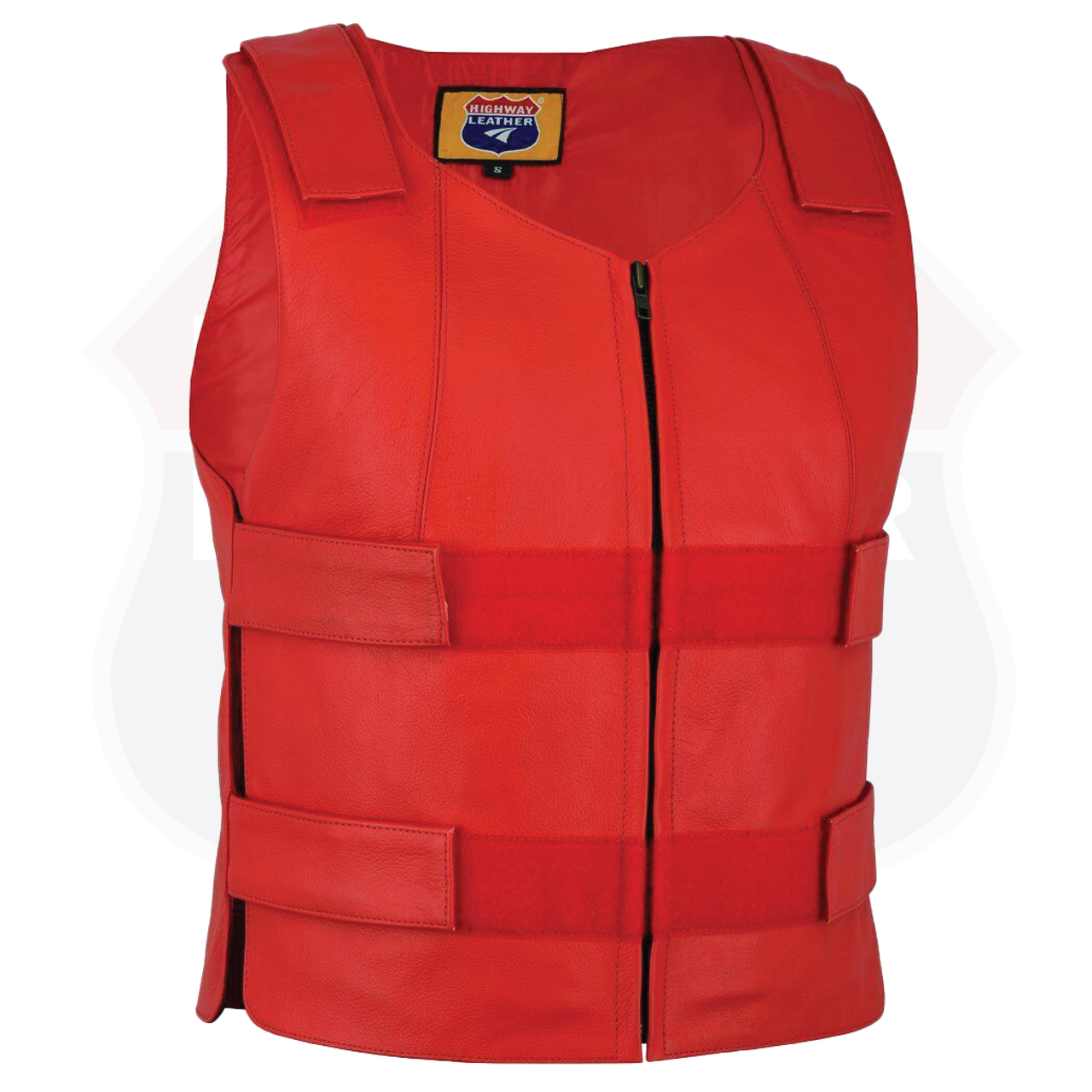 RED Men Bullet Proof Style Leather Vest for Bikers Clubs - HighwayLeather