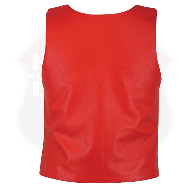 HL11643 RED Men Bullet Proof Style Leather Vest for Bikers