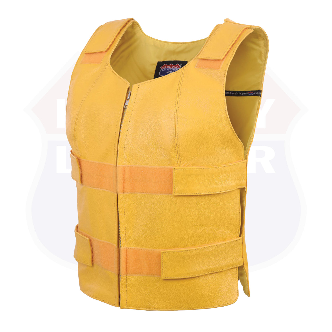 HL14945YELLOW Women Yellow bullet proof style leather vest- for biker club - HighwayLeather
