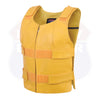 HL14945YELLOW Women Yellow bullet proof style leather vest- for biker club - HighwayLeather