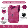 HOT PINK HL14945HOT PINK Women hot pink bullet proof style leather Vest women biker club - HighwayLeather
