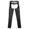 HL12800BRAIDED Classic Black Braided Style Leather Motorcycle Chap for Riding Easy Fit