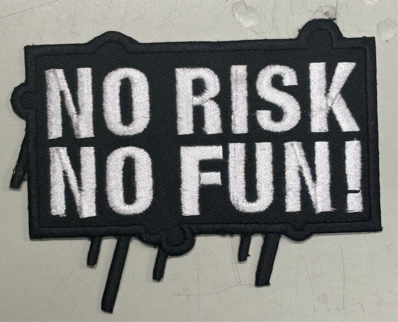 ML189418 No Risk No Fun Embroidered Patch - 4X2.5 inch - HighwayLeather