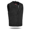Black HL21639DM No Collar Club Style SOA Denim Men Vest - HighwayLeather