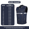 HL21687 BLUE MEN DENIM VEST CONTRAST THREAD M/O 100% COTTON - HighwayLeather
