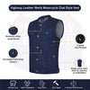 HL21688BLUE Men SOA Denim Blue Vest Club Cut Outlaw Anarchist mc Biker Vest - HighwayLeather