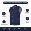 HL21688BLUE Men SOA Denim Blue Vest Club Cut Outlaw Anarchist mc Biker Vest - HighwayLeather