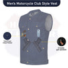 HL21688BLUE Men SOA Denim Blue Vest Club Cut Outlaw Anarchist mc Biker Vest - HighwayLeather