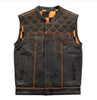 ORANGE M050 | Orange Checker - Men's Motorcycle Leather Vest - HighwayLeather
